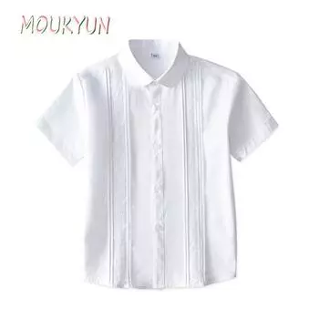 Детская белая футболка 110-160 с коротким рукавом школьная форма футболки для девочек и мальчиков 110