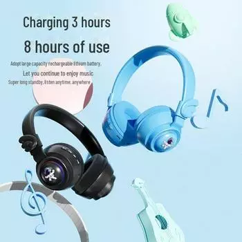 Детская беспроводная Bluetooth-гарнитура Astronaut с длительным сроком службы батареи small size, luminous, customizable небесно-голубой