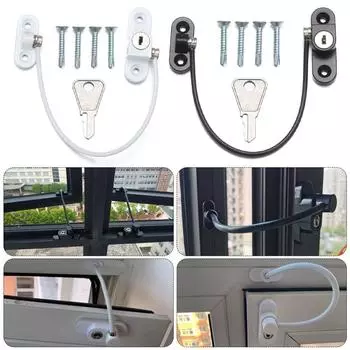 Детская безопасность Детская безопасность Дверной замок Оконный тросовый замок Ограничитель Провод Домашний замок чёрный