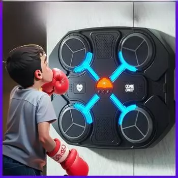 Детская Bluetooth музыкальная игрушка-мишень для бокса - электронный тренажер реакции для ритма и декомпрессии, идеальный подарок для мальчиков Basic Edition + Gloves чёрный