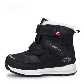 Детская большая хлопковая обувь, новая зимняя обувь для девочек, шерстяные ботинки, теплые зимние ботинки с мягкой подкладкой, кроссовки для мальчиков 30 чёрный