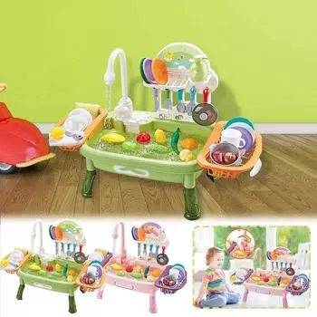 Детская большая имитация электрической циркуляционной посудомоечной машины, игровой домик, кухонная мойка для овощей, игрушечная посудомоечная машина One Size зелёный