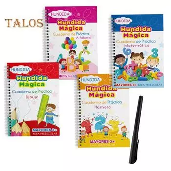 Детская большая тетрадь для практики почерка, дизайн с пазами, многоразовая дошкольная тетрадь по каллиграфии со спиральным переплетом для детей розовый