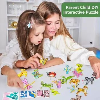 Детская бумага 3D трехмерная головоломка с насекомыми Пазлы Бумажные обучающие насекомые DIY Животные G3S4 Dinosaur-One size