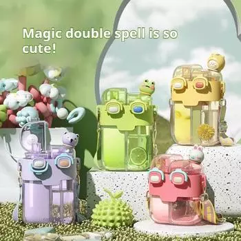 Детская бутылка для воды, летняя кружка, симпатичная крышка, соломенная кружка, студенческая бутылка для воды, большая кружка для живота, переносная подарочная кружка для девочки 530ml