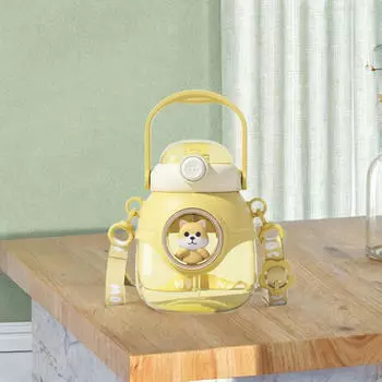 Детская бутылка для воды, питьевая 1100 мл, практичная многоразовая мультяшная дорожная чашка, спортивный чайник для