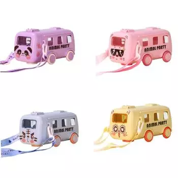 Детская бутылка для воды с крышкой-соломинкой, очаровательная чашка для питья, 500 мл, симпатичная вода синий