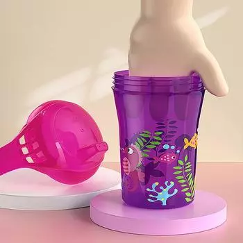 Детская бутылка для воды с рисунком из мультфильма, детская чашка-утконос, противоудушающая, обучающая питьевая вода, герметичная чашка с носиком 260 мл as the picture