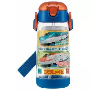 Детская бутылка для воды Skater с трубочкой, прозрачная, Plarail 20, 480 мл, для мальчиков, PDSH5