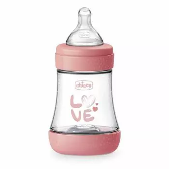 Детская бутылочка Chicco Perfect Baby Bottle 0M+, силикон, розовая, 150 мл