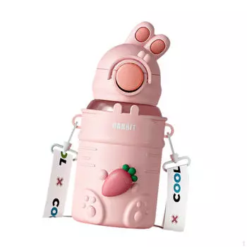 Детская бутылочка для питья с трубочкой, 680 мл - портативный контейнер для воды для детей в пути розовый