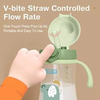 Детская бутылочка Dr.isla 300 мл, детская поилка с трубочкой, детская бутылочка для кормления, обучающая поилка для детей, не содержит бисфенол-А синий