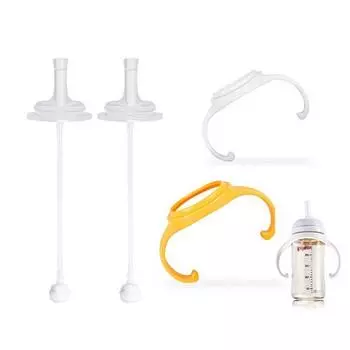 Детская бутылочка с двойным сердцем 3-го поколения, эксклюзивная соломинка для детской бутылочки 2P + силиконовая соломинка 1P + щеточка для чистки 1P + ручка для детской бутылочки 2P