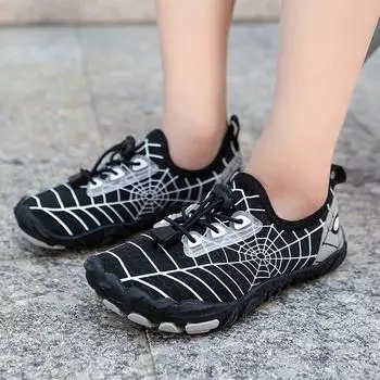 Детская быстросохнущая обувь для плавания, детская дышащая легкая обувь для воды, эластичная нескользящая пляжная обувь для мальчиков 37 чёрный