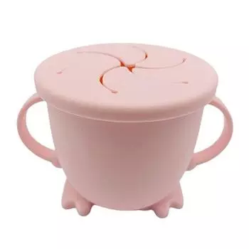 Детская чашка для закусок с ручками, силиконовый контейнер для закусок для малышей и крышка для ловли детских закусок