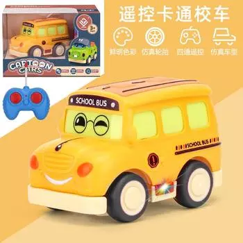 Детская четырехходовая мультяшная машина с дистанционным управлением, милая легкая машина скорой помощи, игрушечный электрический автобус с дистанционным управлением светло-зеленый