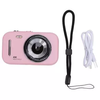 Детская цифровая камера 2,8 дюйма 16-кратный зум перезаряжаемая портативная 48-мегапиксельная камера для детей 4K видеорегистратор розовый