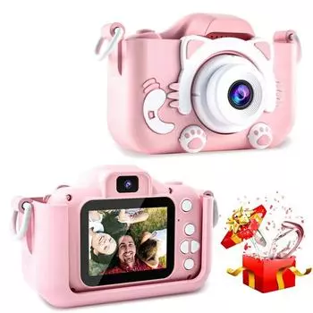 Детская цифровая камера с 32 ГБ TF-картой HD 1080P 2-дюймовая милая камера для кошек Мини-фотокамера для подарков на день рождения и Рождество