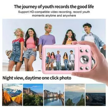 Детская цифровая камера с простым управлением, эргономичным дизайном, большим ЖК-экраном, совместимая с перезаряжаемым аккумулятором и считывателем фиолетовый