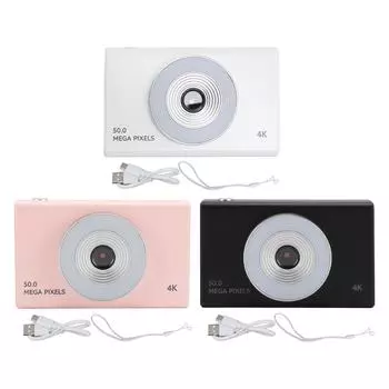 Детская цифровая камера с заполняющим светом 4K HD Retro CCD 8-кратный зум для студентов, подростков, мальчиков, девочек, пожилых людей White