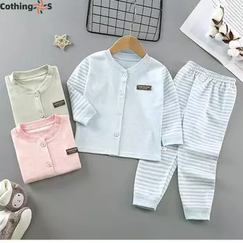 Детская цветная хлопковая домашняя одежда для детей, мальчиков и девочек, комплект нижнего белья для младенцев 80cm