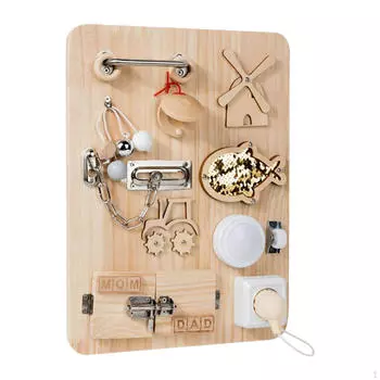 Детская деревянная бизи-доска для обучения, защелки, дошкольная игрушка для путешествий, сенсорная активность