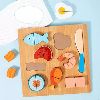 Детская деревянная головоломка для кухонных занятий, подарочный декоративный элемент meat