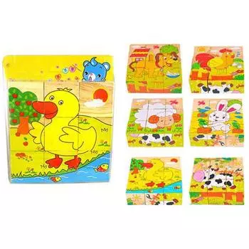 Детская деревянная головоломка из 9 шестигранников