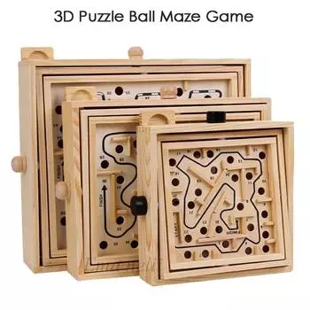 Детская деревянная игрушка, 3D-головоломка, игра-лабиринт с шариками, деревянный ящик, забавная игра для развития ума и рук, вызов, баланс, развивающие игрушки для детей и взрослых. Small size