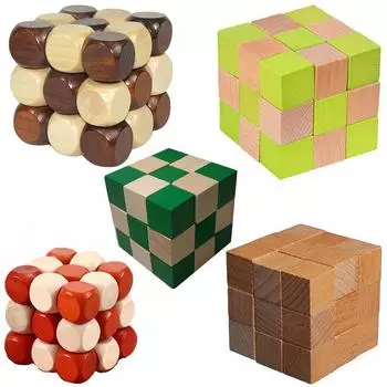 Детская деревянная игрушка-головоломка Luban Lock Kongming - качели в виде хвоста дракона для обучения и развития интеллекта. little dragon зелёный