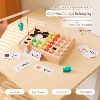 Детская деревянная магнитная игрушка-рыбалка - учим английский алфавит и весело пишем слова