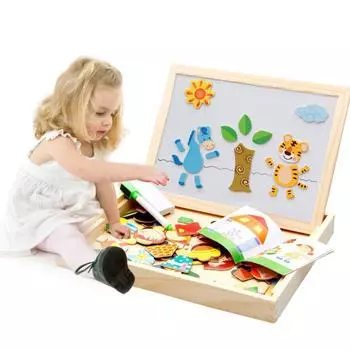 Детская деревянная многофункциональная магнитная доска для рисования стираемая доска с изображением животных русалок доска для обучения интерактивная головоломка игрушка style 1