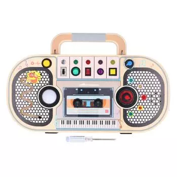 Детская деревянная сенсорная доска в форме звукозаписывающего устройства, обучающая аналоговая сенсорная игрушка со светодиодом