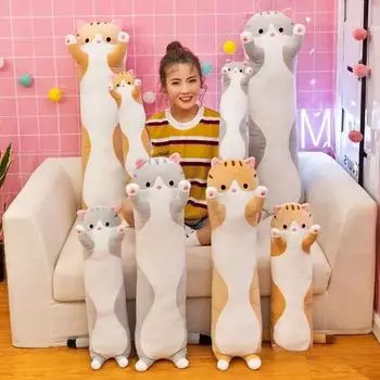 Детская длинная кошка, плюшевая игрушка для взрослых, мягкая мягкая подушка для котенка, детская подушка для сна, домашний декор 50cm