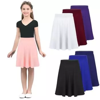 Детская длинная юбка-макси для девочек, праздничное танцевальное платье для повседневных вечеринок, школьная форма, танцевальное платье 5-6 Years чёрный