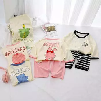 Детская домашняя одежда Костюм из хлопка Лето Новые детские пижамы Домашняя одежда для мальчиков Детская одежда для девочек 80