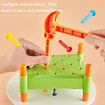 Детская доска для выбивания гвоздей с сумкой для хранения молотка Мелкая моторика Тренировка концентрации внимания Силовая тренировка для малышей Развивающая двухсторонняя доска с колышками 1 Set