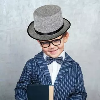 Детская джазовая шляпа с декором из ленты, для вечеринки, косплея, выступления, легкая шляпа-топпер children серый