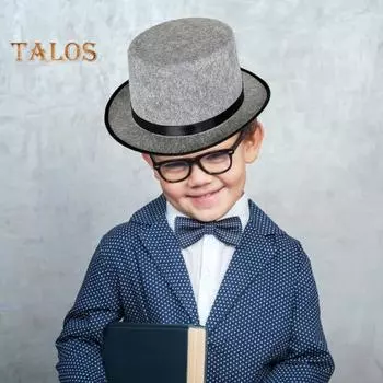 Детская джазовая шляпа с ленточным декором, шляпа-топпер для вечеринки, косплея, выступления, легкая ретро-кепка с короткими полями для художественной повседневной носки children чёрный