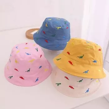 Детская джинсовая ткань с вышивкой динозавра Fishman Cow, синяя, L / 52 СМ M