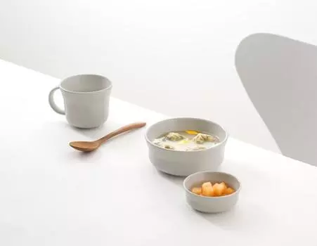 Детская фарфоровая миска для супа «Гугунги» Tackaon Milky [4 цвета] Набор столовых приборов для детей, младенцев и начальной школы gray