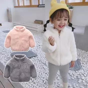 Детская флисовая куртка из ягненка, осенне-зимняя теплая куртка для мальчиков и девочек 90cm белый