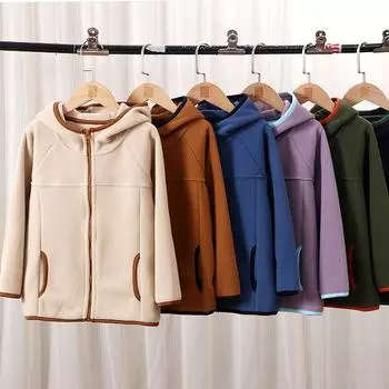 Детская флисовая куртка Rocker с длинными рукавами на осень и зиму, однотонная ветрозащитная куртка с капюшоном для детей среднего и большого возраста 180