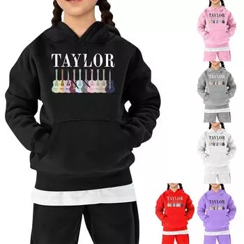 Детская флисовая толстовка с капюшоном и длинными рукавами на осень и зиму, унисекс, повседневный топ с рисунком из мультфильмов 150 чёрный