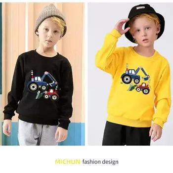 Детская флисовая толстовка с капюшоном, зимняя теплая футболка для мальчиков и девочек 90cm