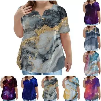 Детская футболка больших размеров, повседневная, модная, со звездами, V-образным вырезом, короткими рукавами и карманами 100 синий