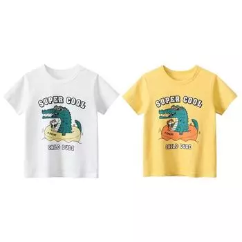 Детская футболка для мальчиков 1–6 лет, летняя футболка с милым принтом динозавра, топы, футболки 110