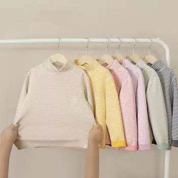 Детская футболка для маленьких мальчиков и девочек, базовые топы, водолазка, хлопковая детская футболка ярких цветов, эластичная одежда с длинными рукавами, осень-зима 100 фиолетовый