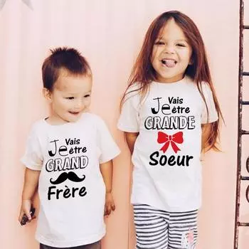 Детская футболка для старшей сестры/брата, одежда для малышей, летняя модная детская футболка, футболка с короткими рукавами, топ для детей