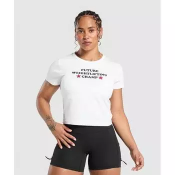 Детская футболка GYMSHARK Future Weightlifting Champ, белая B9A3I WB57 M